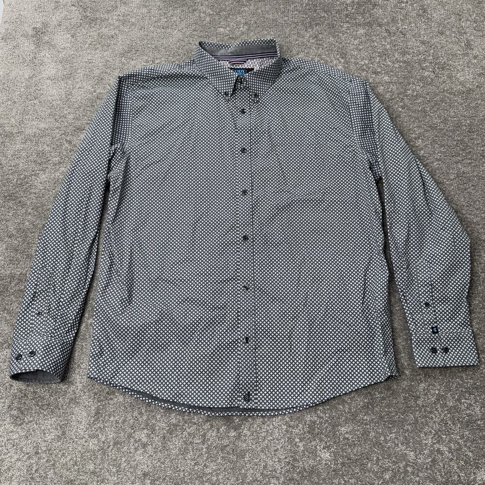 Cody James Core Shirt Large Geometric Stretch Snap Western Cowboy Rodeo Gray